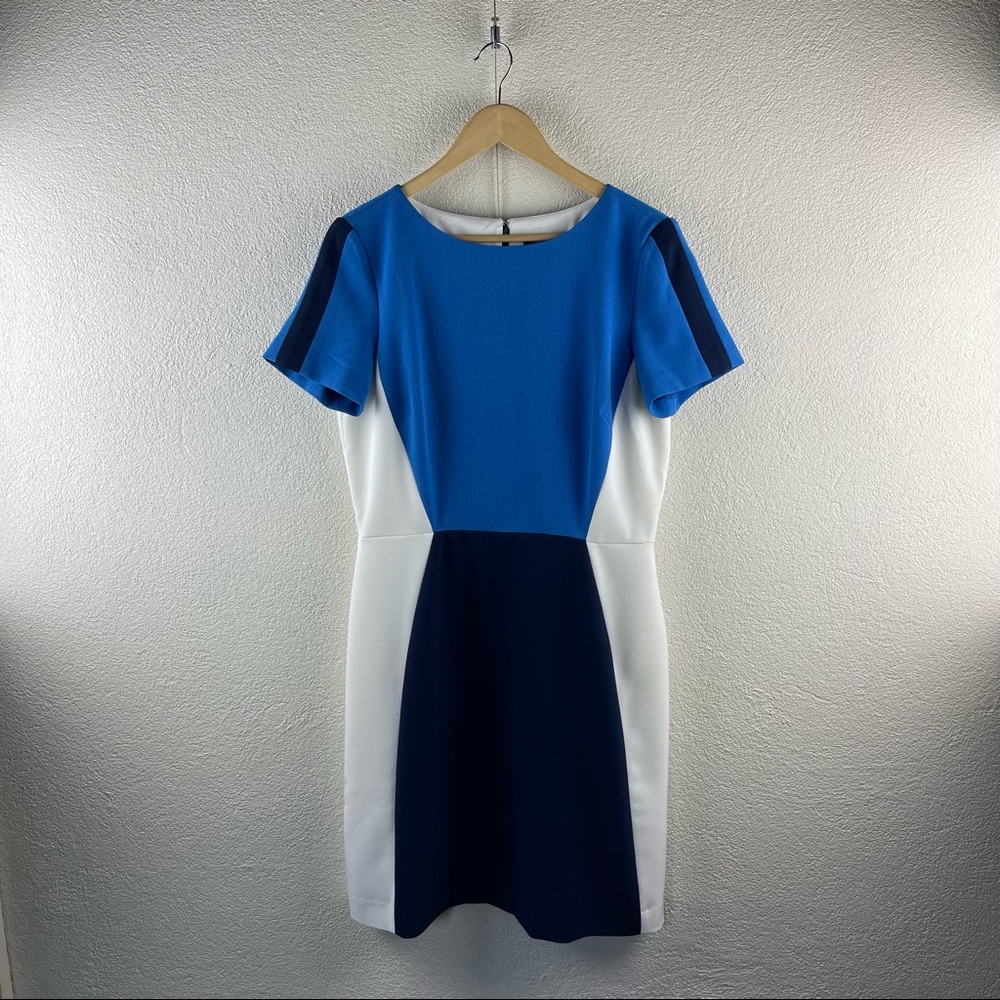 Tahari l 10 Arthur S. Levine Modern Geometric Color Block Tailored Career Dress